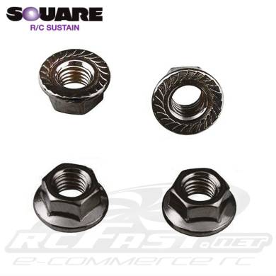 Porca Roda 4mm Serrilhada em Alumínio Preta - Souare