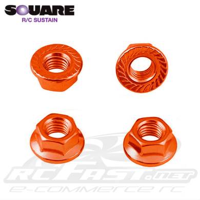 Porca Roda 4mm Serrilhada em Alumínio Laranja - Souare